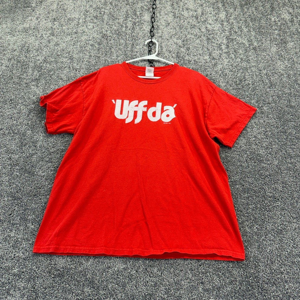 Gildan T Shirt Mens XL Red Uff Da Graphic Tee